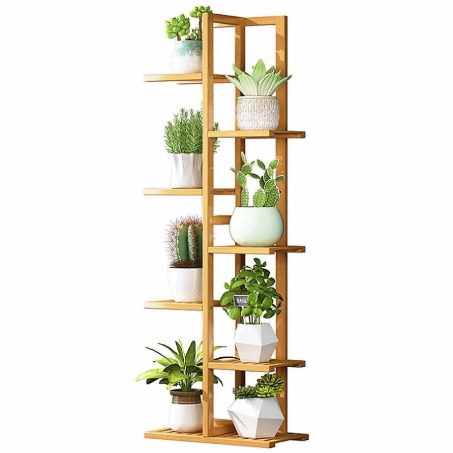 6 Tiers Vertical Bamboo Plant Stand Staged Flower Shelf Rack Outdoor Garden V63-837941 cactus succulent plant  