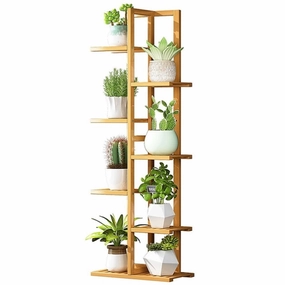 6 Tiers Vertical Bamboo Plant Stand Staged Flower Shelf Rack Outdoor Garden V63-837941 cactus succulent plant  