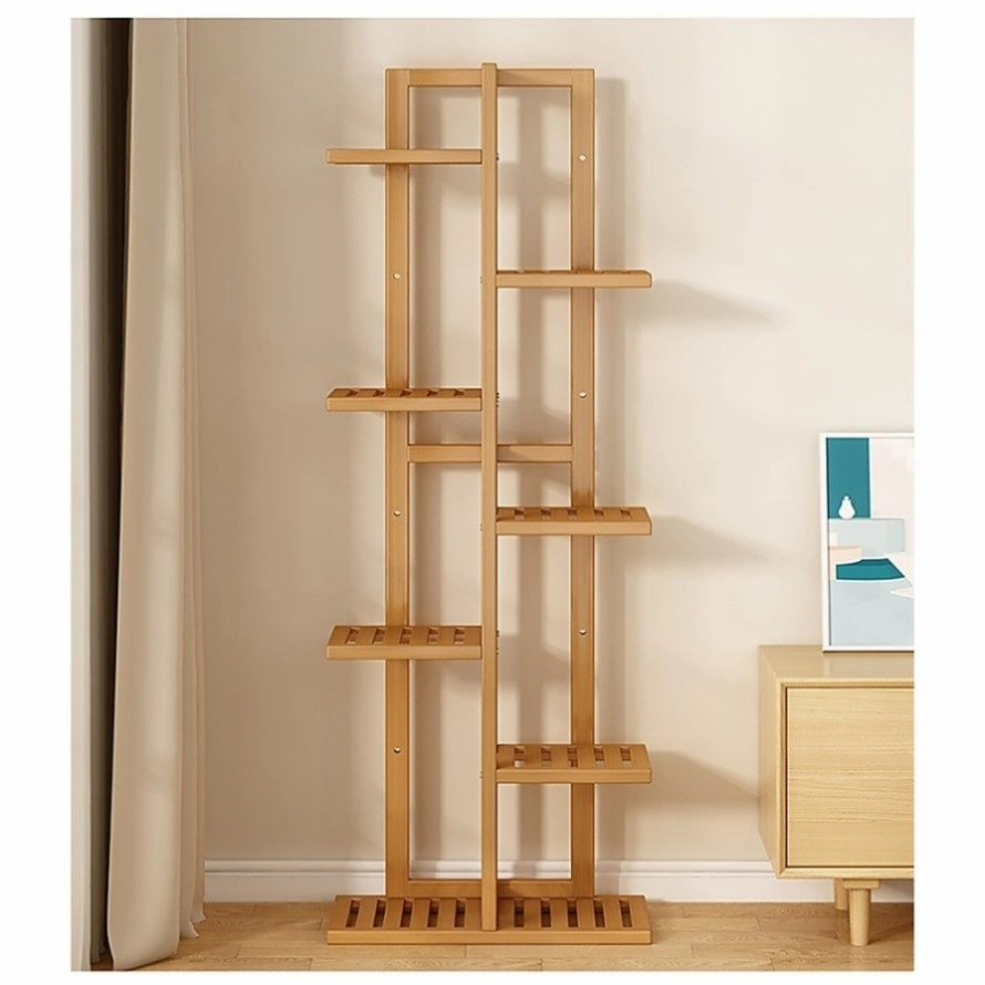 6 Tiers Vertical Bamboo Plant Stand Staged Flower Shelf Rack Outdoor Garden V63-837941