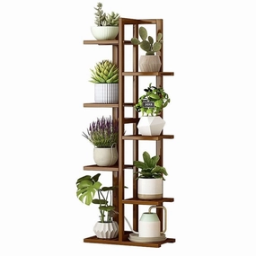 6 Tiers Vertical Bamboo Plant Stand Staged Flower Shelf Rack Outdoor Garden V63-837951 cactus succulent plant  
