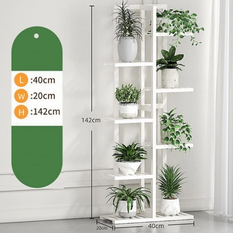 6 Tiers Vertical Bamboo Plant Stand Staged Flower Shelf Rack Outdoor Garden V63-837971