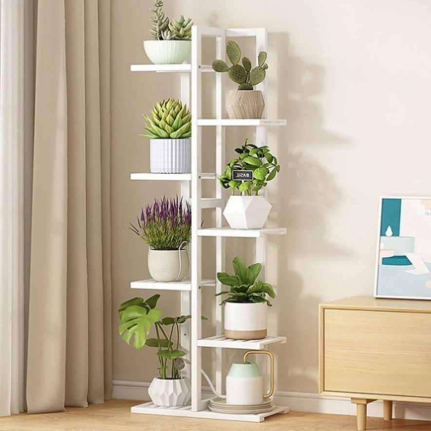 6 Tiers Vertical Bamboo Plant Stand Staged Flower Shelf Rack Outdoor Garden V63-837971