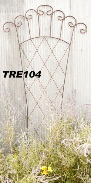 8 Spin Wrought Iron Trellis with X'S decorative plants  