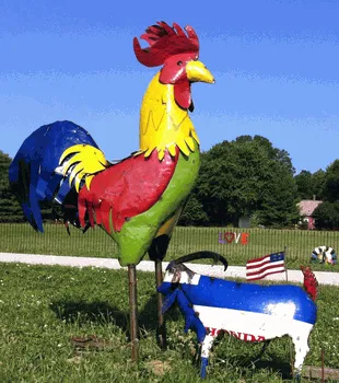 96"H Yellow Neck Rooster decorative plants  