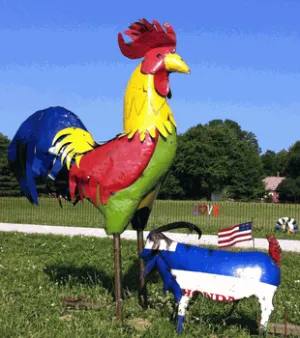 96"H Yellow Neck Rooster decorative plants  