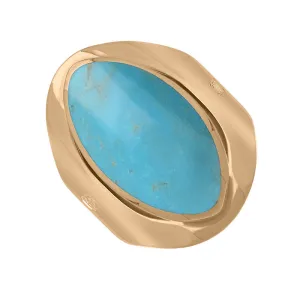 9ct Rose Gold Turquoise Hallmark Medium Oval Ring