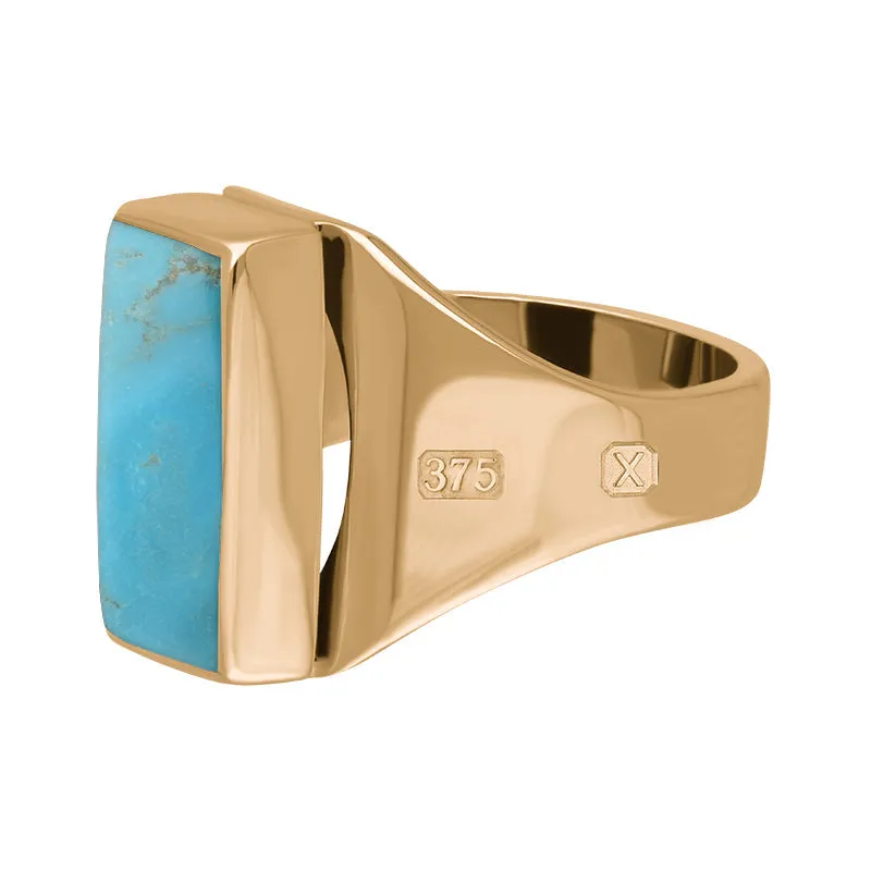 9ct Rose Gold Turquoise Hallmark Small Oblong Ring