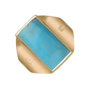 9ct Rose Gold Turquoise Hallmark Small Oblong Ring