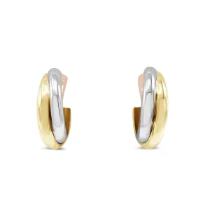 9ct Tri-Colour Gold Hoop Earrings