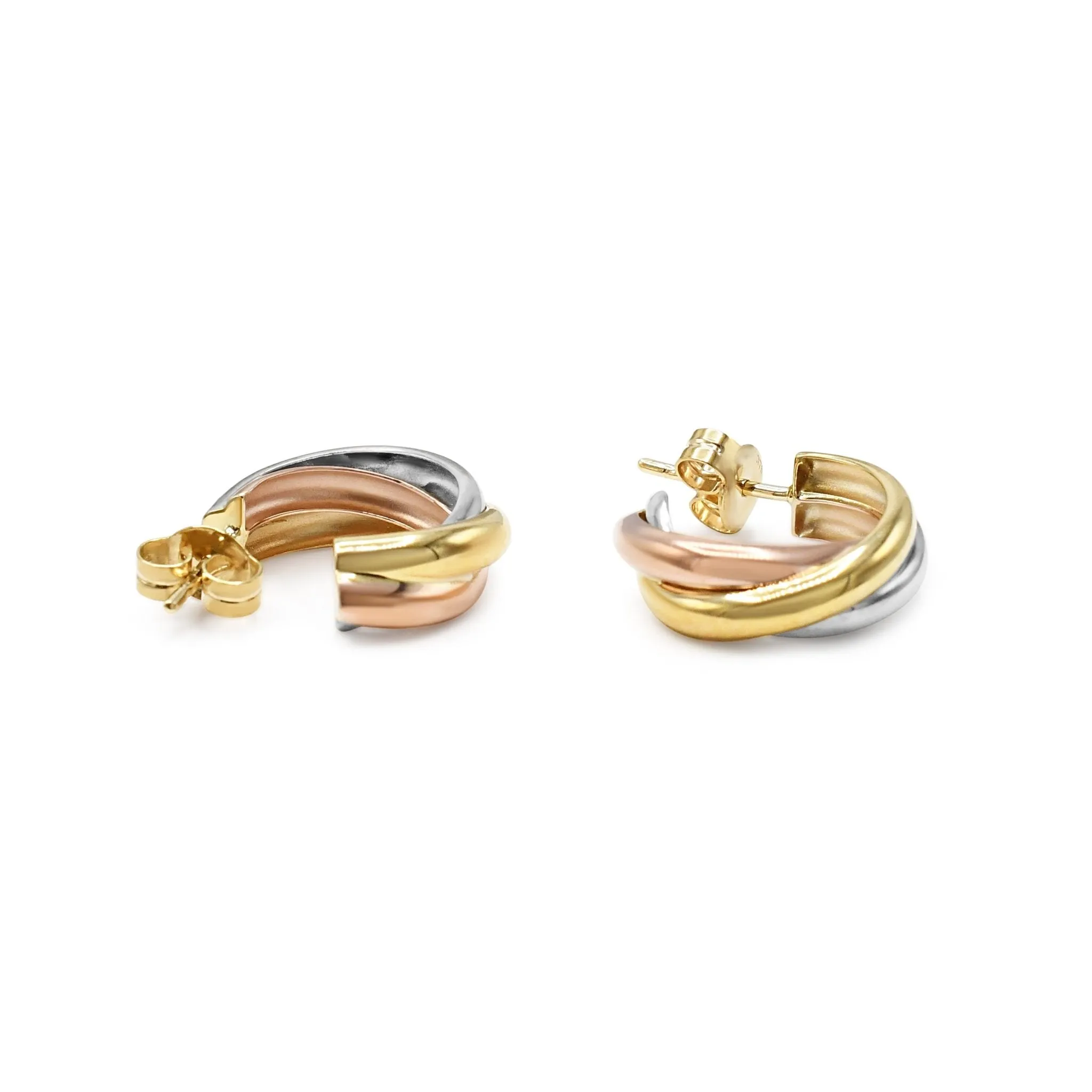 9ct Tri-Colour Gold Hoop Earrings