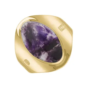 9ct Yellow Gold Blue John Hallmark Small Oval Ring