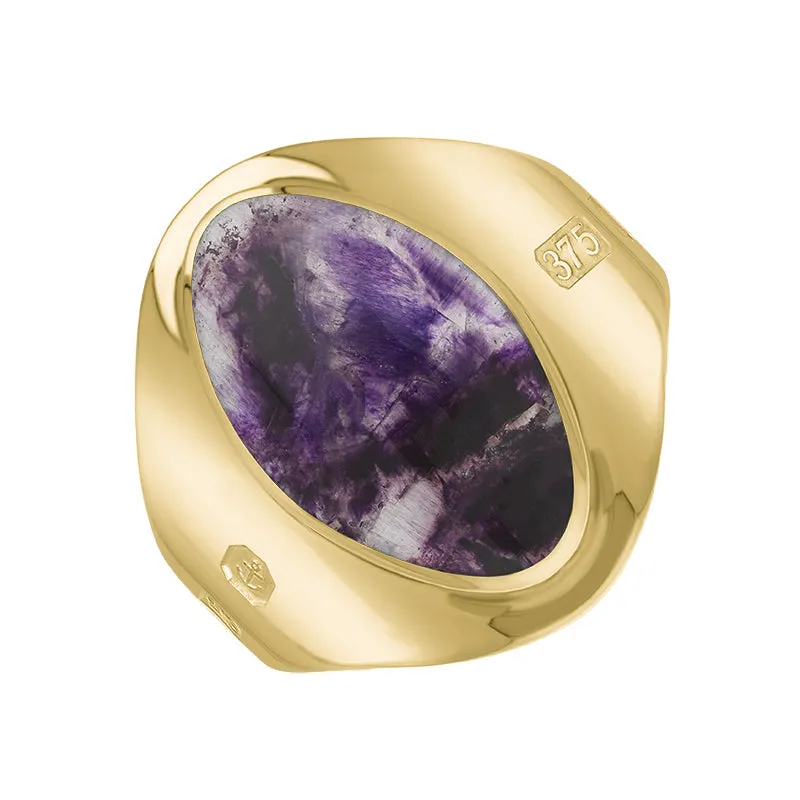 9ct Yellow Gold Blue John Hallmark Small Oval Ring