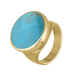 9ct Yellow Gold Turquoise Hallmark Small Round Ring