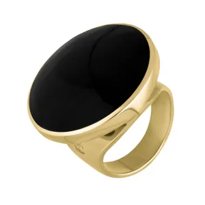 9ct Yellow Gold Whitby Jet Hallmark Medium Round Ring
