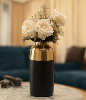"Cylindrical Deidra" wood Large silver vase outdoor greenery  