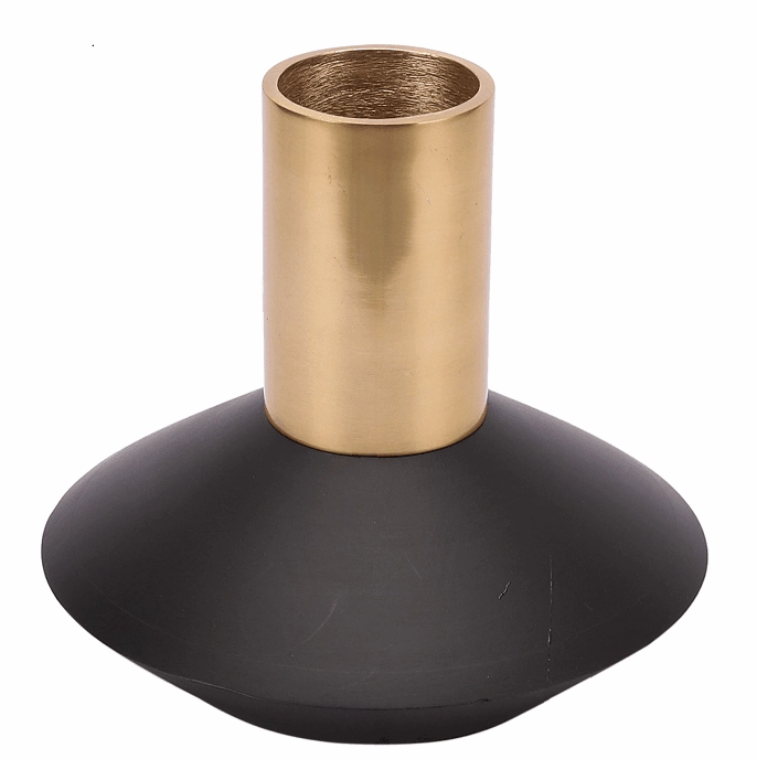"Short Deidra Vase" Matt Gold &  Black wood