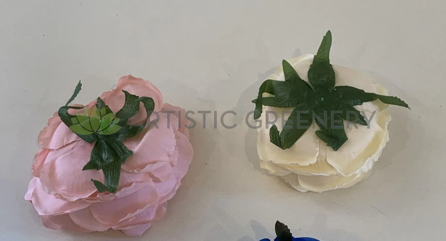 ACC0078-300 Rustic Style Peony Flower Head - Cream / Pink