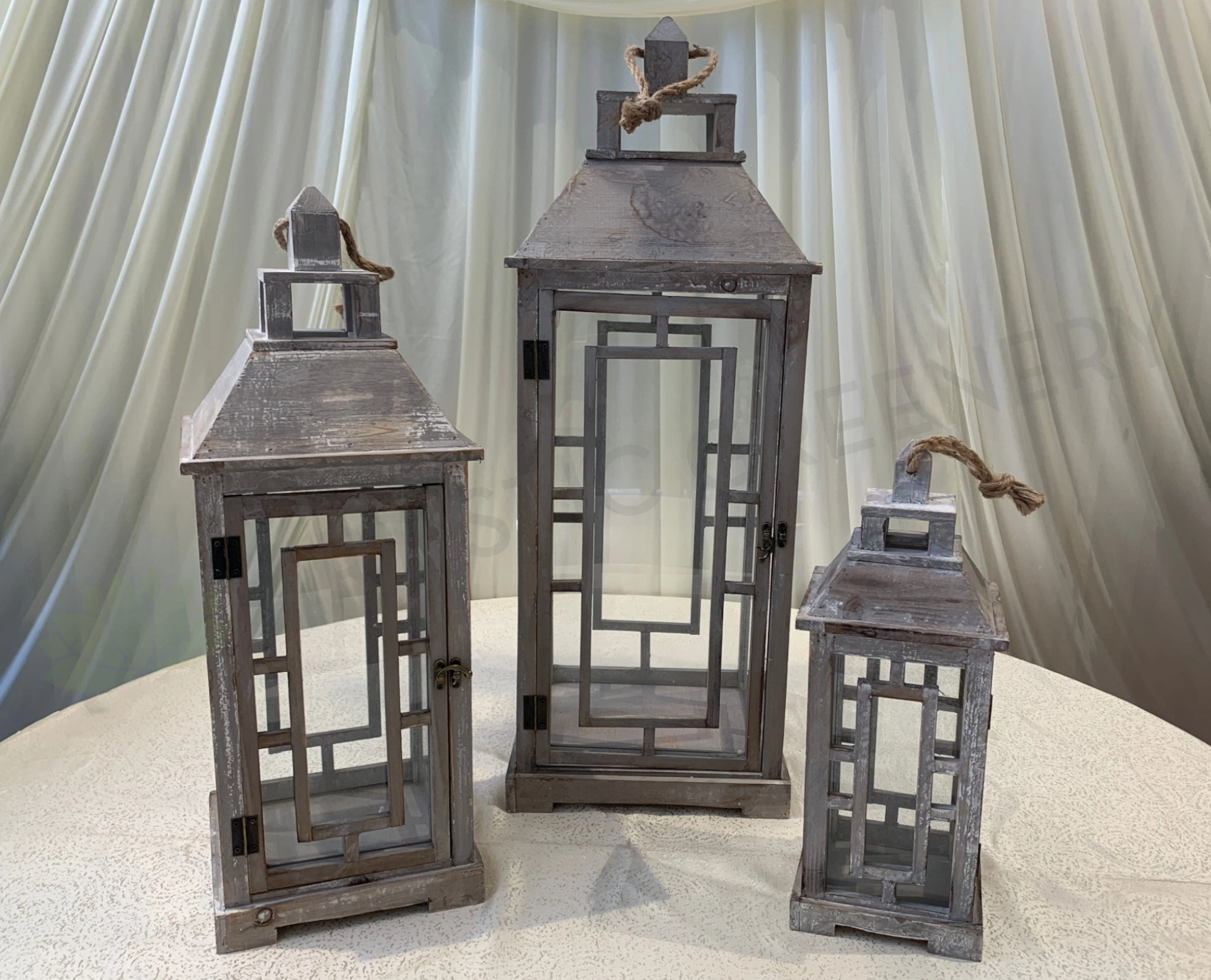 ACC0091 Decorative Wooden Lantern (Rustic Style) 3 Sizes outdoor greenery  