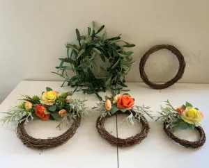 ACC0097 / 98 / 99 Wicker Wreath & Ring  (Floral / Plain / Olive) dried green plant  
