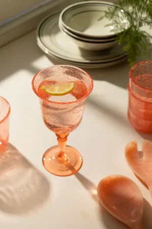 Acrylic Coral Pink Picnic Wine Glass dried flowers  