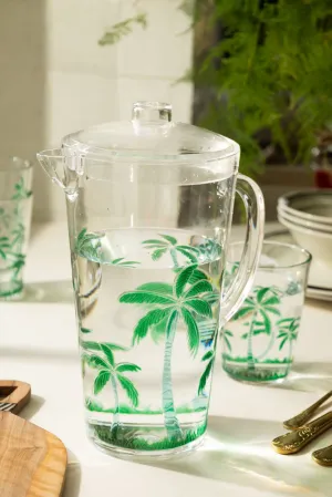 Acrylic Green Palm Tree Picnic Jug dried flowers  