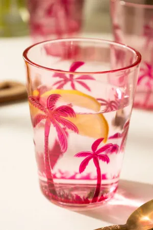 Acrylic Pink Palm Tree Picnic Tumbler dried flowers  