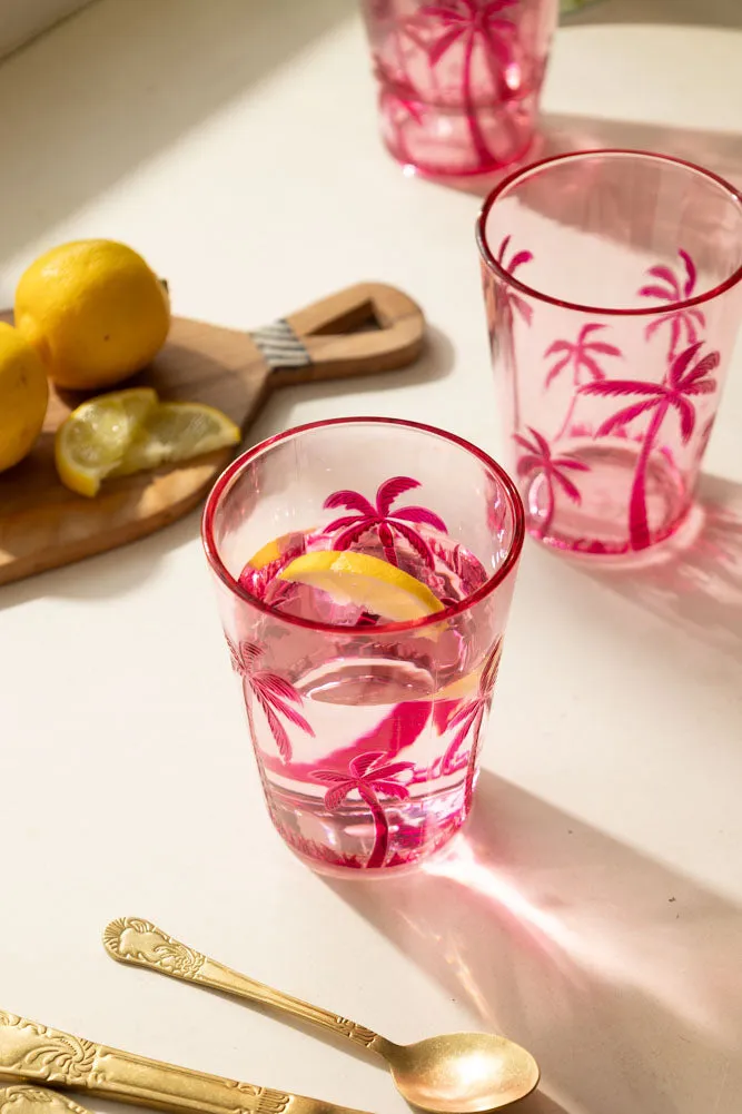 Acrylic Pink Palm Tree Picnic Tumbler