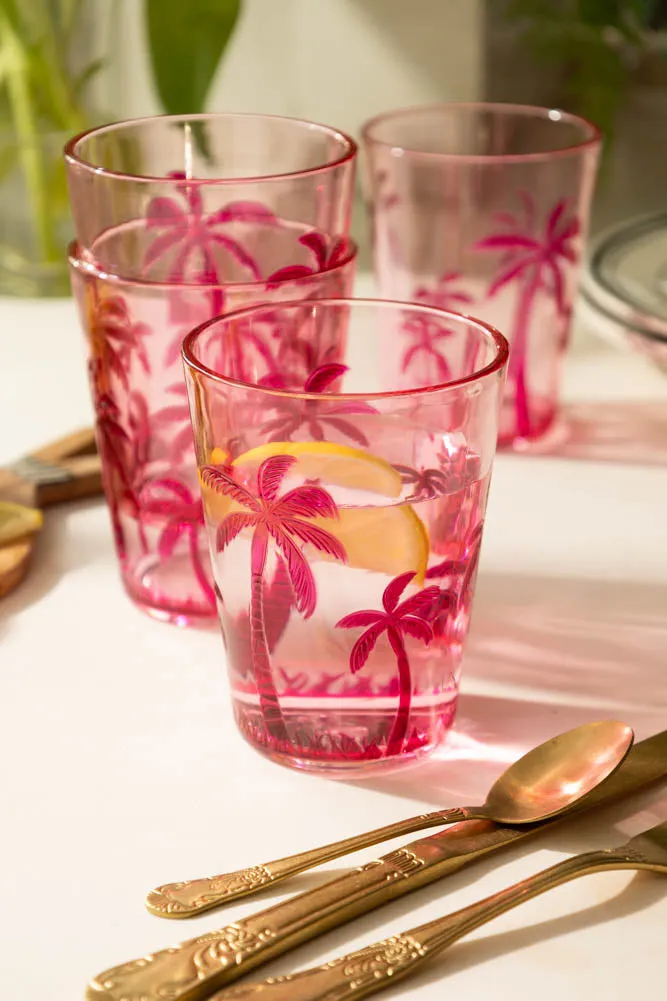 Acrylic Pink Palm Tree Picnic Tumbler