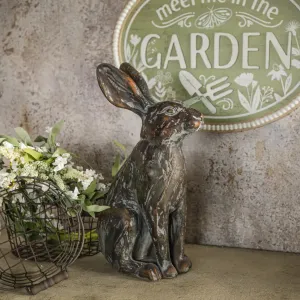 Aged Brown Sitting Rabbit dried flowers  
