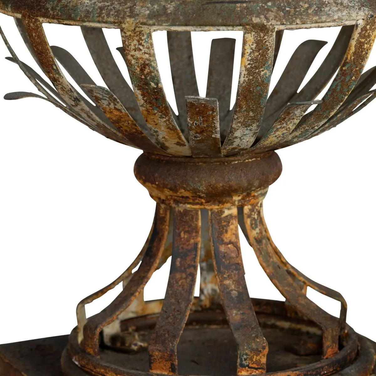 Aged Metal Lattice Urn