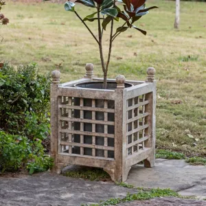 Aged Metal Orangery Planter dried flowers  