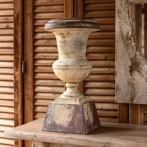 Aged Pedestal Urn dried flowers  