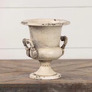 Aged White Cast Iron Urn dried flowers  