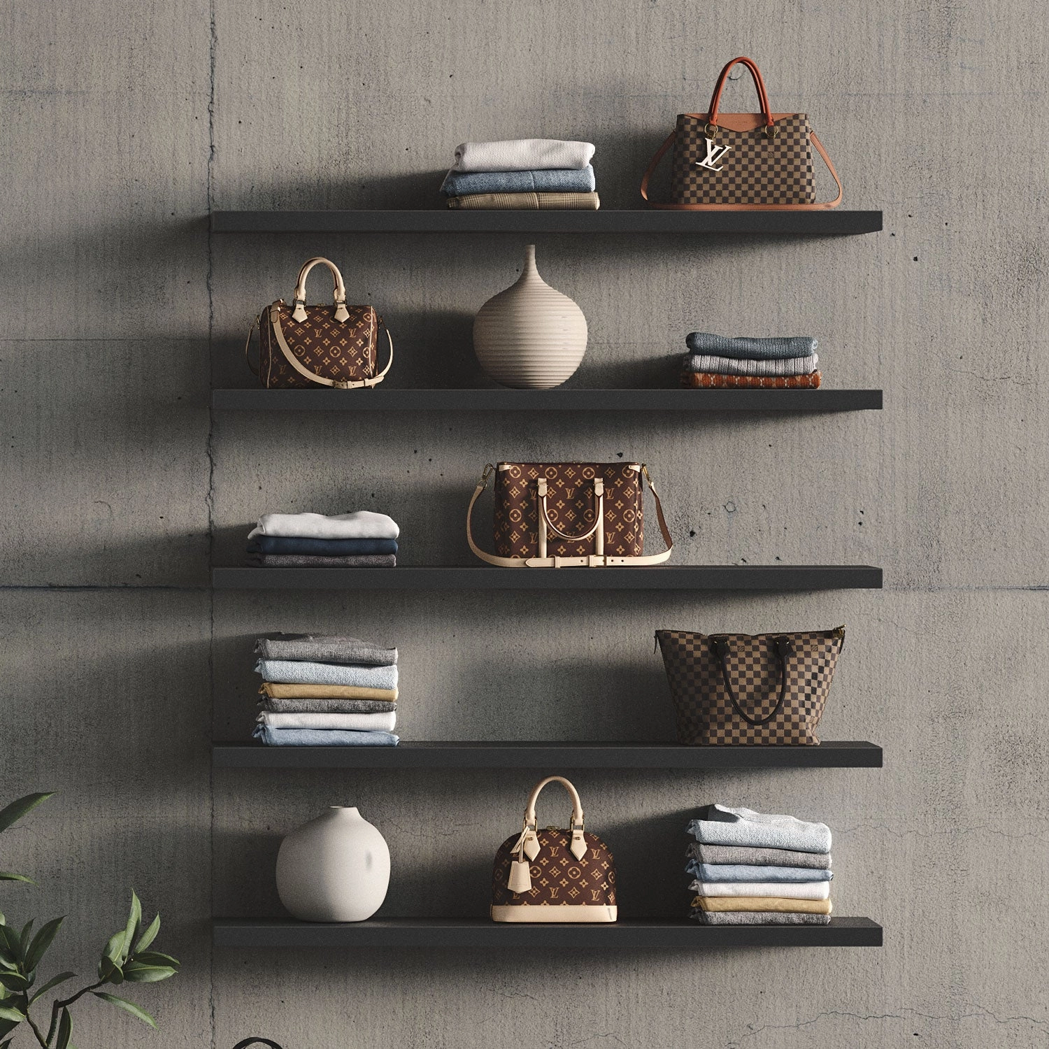 Aksel Black Floating Shelf unique vase design