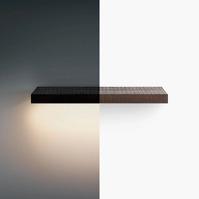 Aksel LED Espresso Rustic Floating Shelf unique vase design