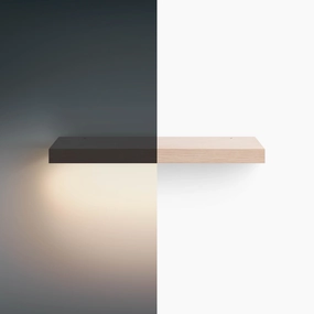 Aksel LED Glazed White Oak Floating Shelf unique vase design