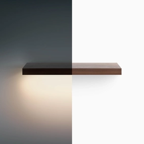 Aksel LED Walnut Floating Shelf unique vase design