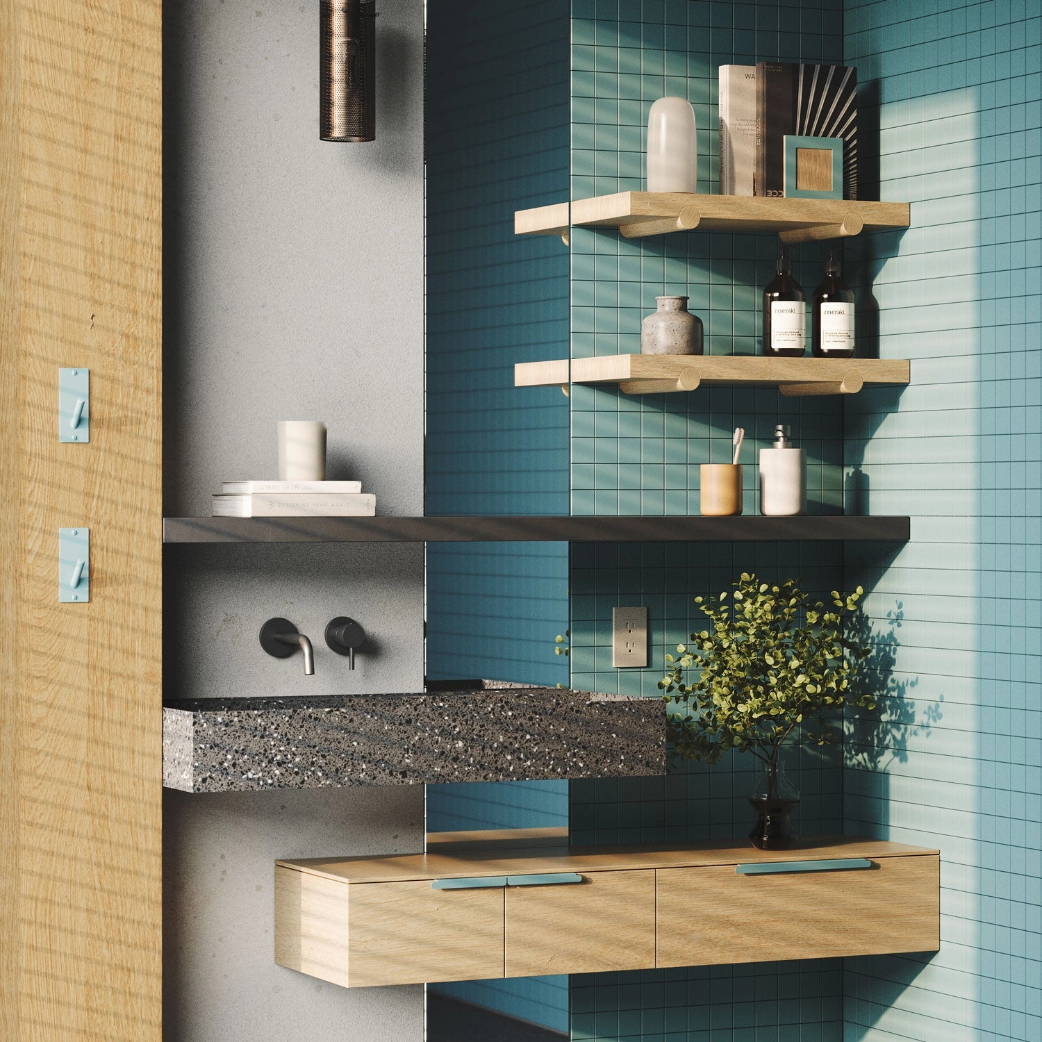 Aksel LED White Floating Shelf