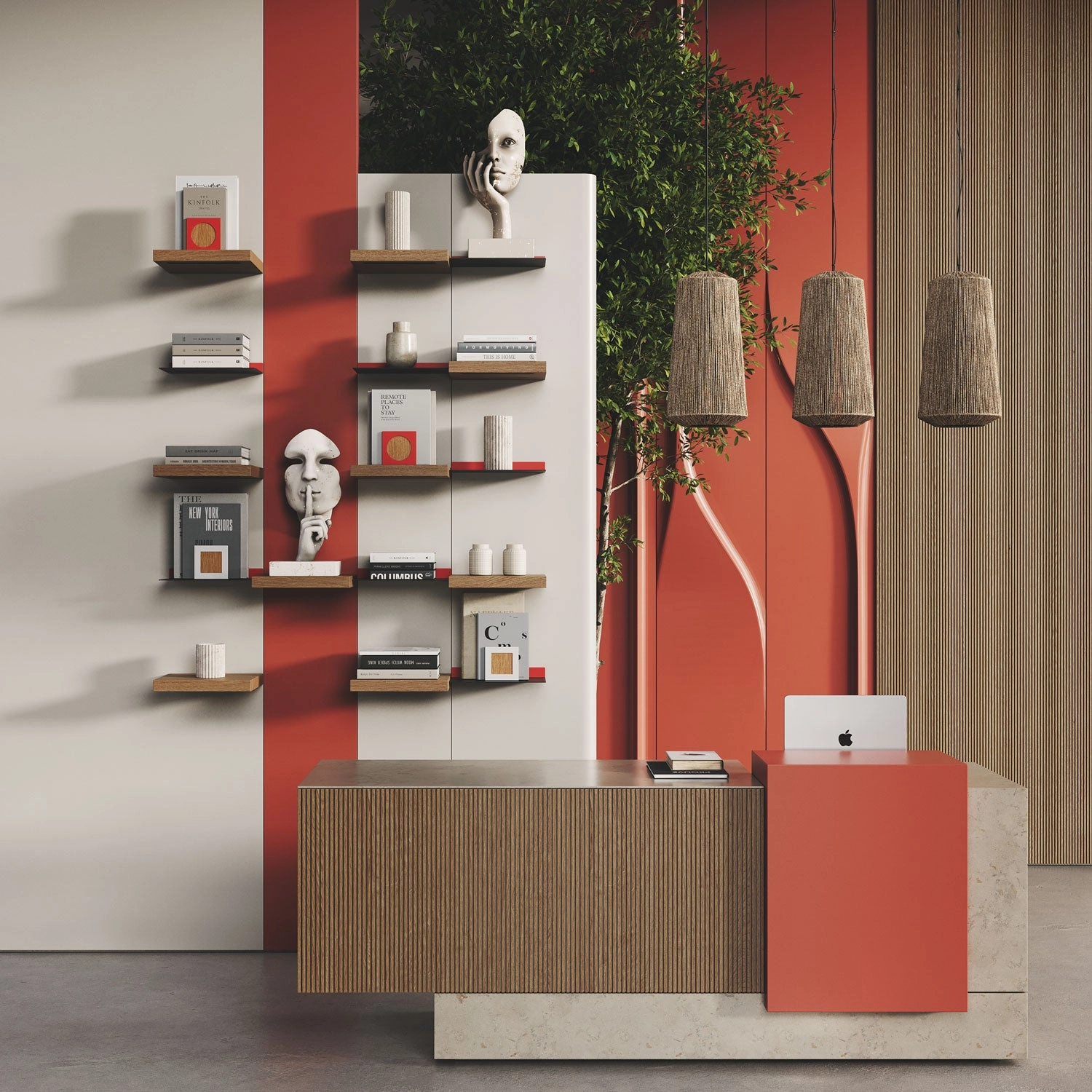 Aksel LED White Oak Floating Shelf