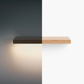 Aksel LED White Oak Floating Shelf unique vase design