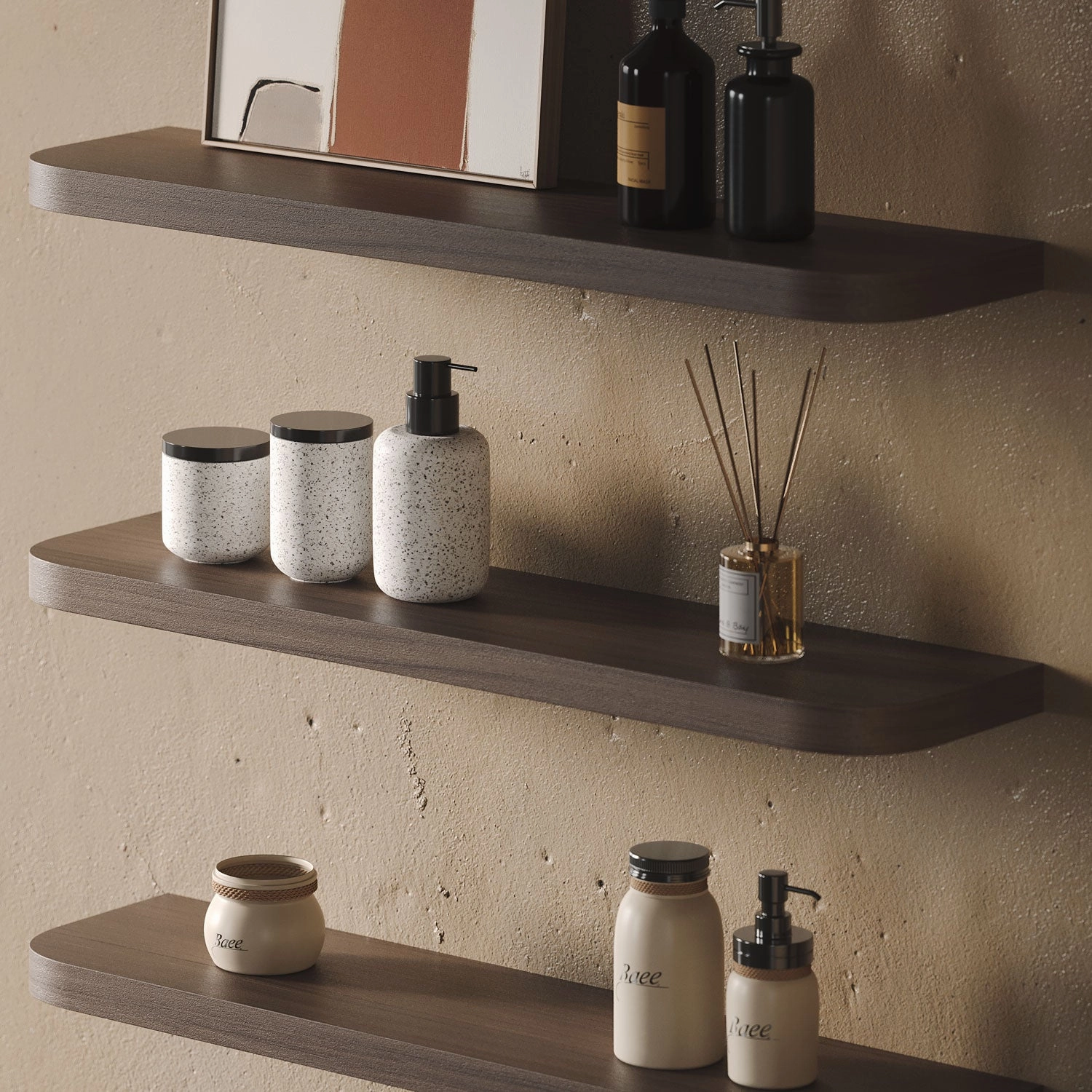 Aksel RADius Walnut Floating Shelf unique vase design