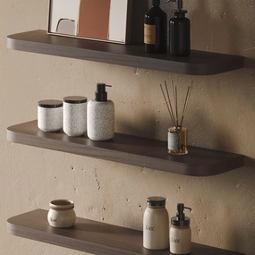 Aksel RADius Walnut Floating Shelf unique vase design