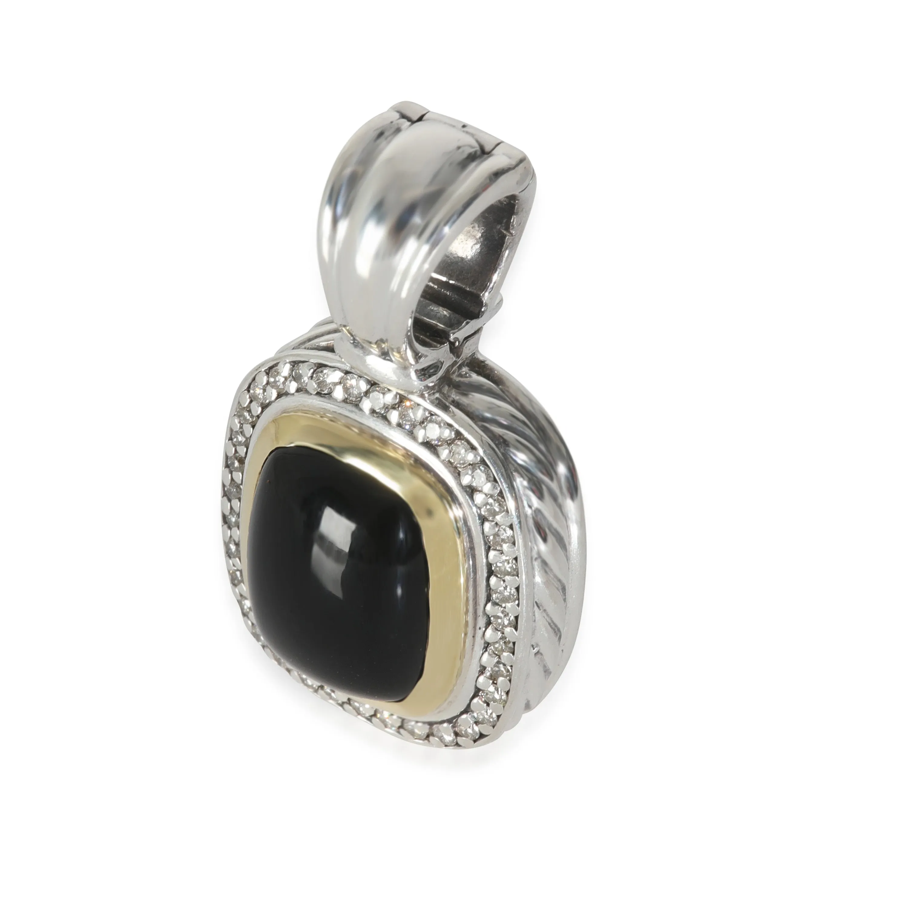 Albion Onyx Diamond Pendant in 18k Yellow Gold/Sterling Silver 0.33