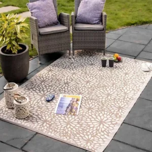 Alfresco Outdoor rug  Bloom Mocha 150 x 210cm dried flowers  