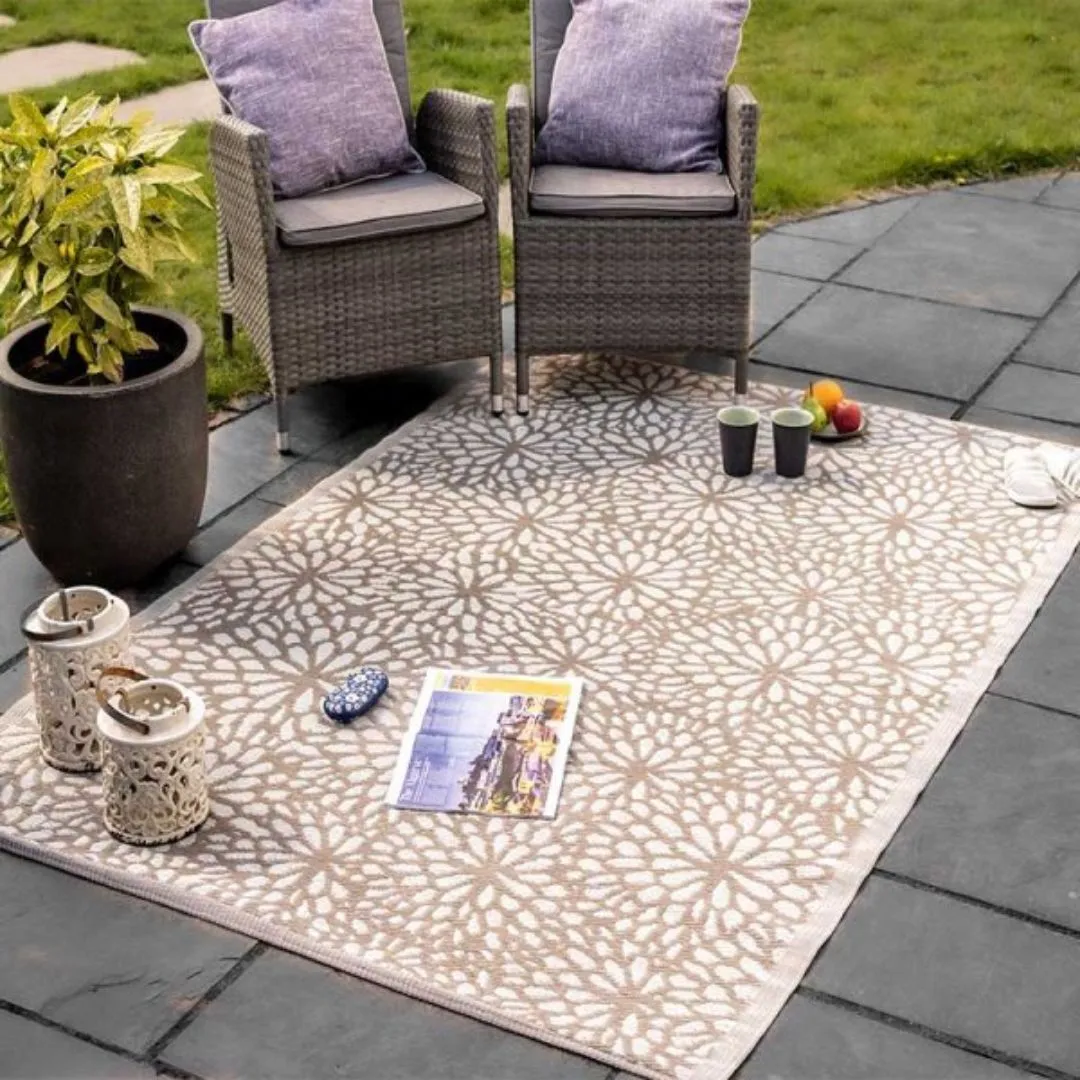Alfresco Outdoor rug  Bloom Mocha 150 x 210cm dried flowers  