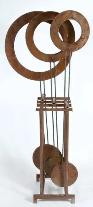 All Metal 67" Tall Big Iron Pendulum with Base decorative plants  