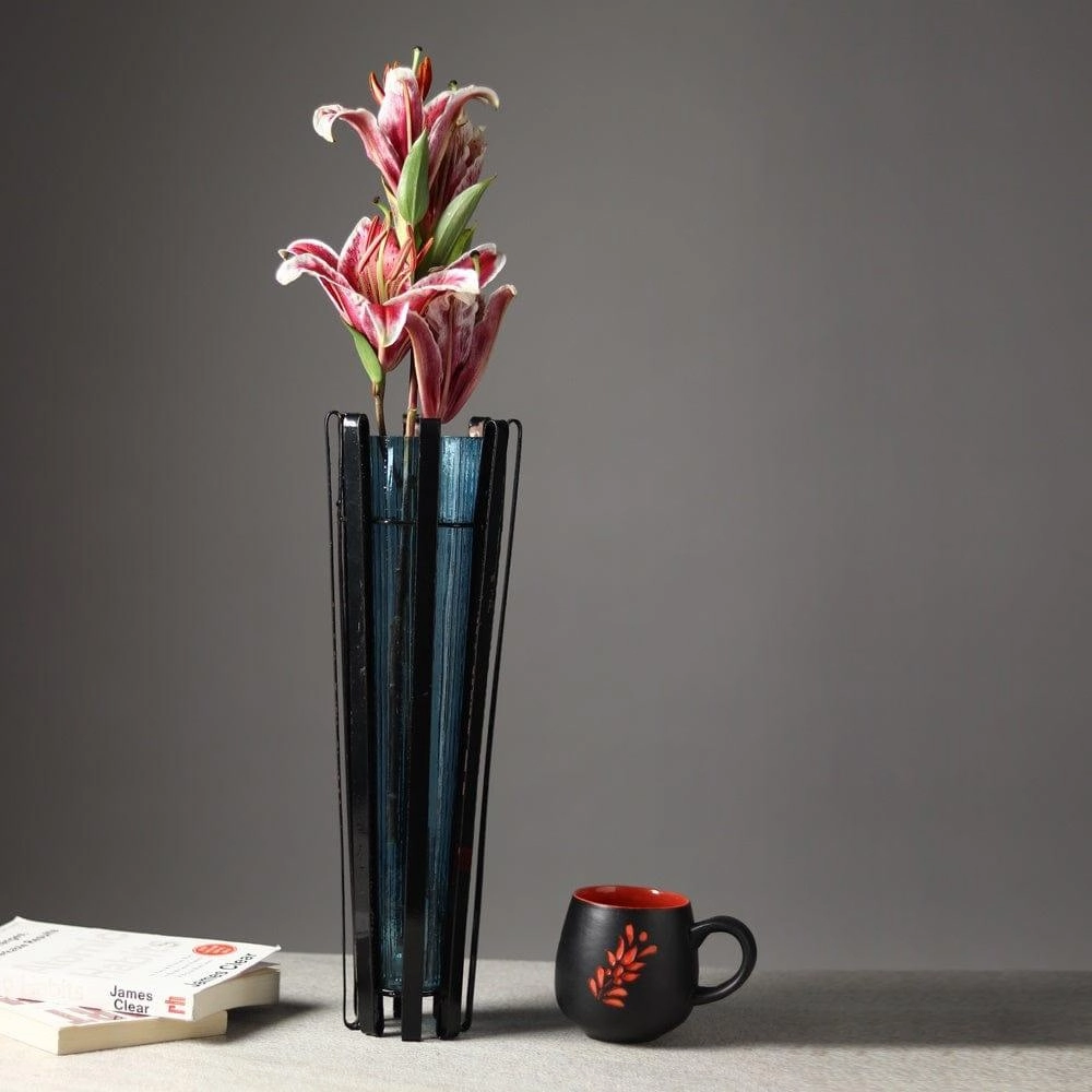 Allure  Radiant Metal Hue Vase Blue