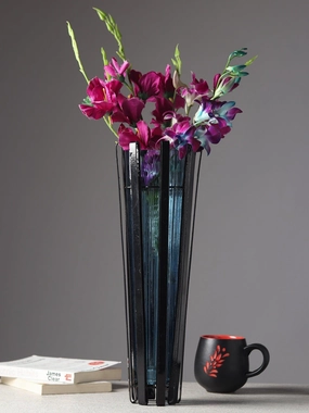 Allure  Radiant Metal Hue Vase Blue outdoor greenery  