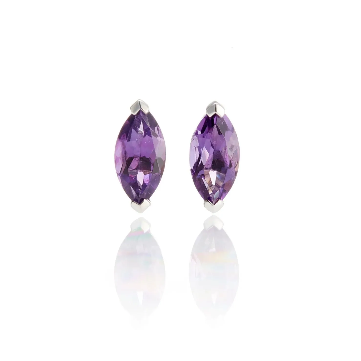 Amethyst Marquis Stud Earrings