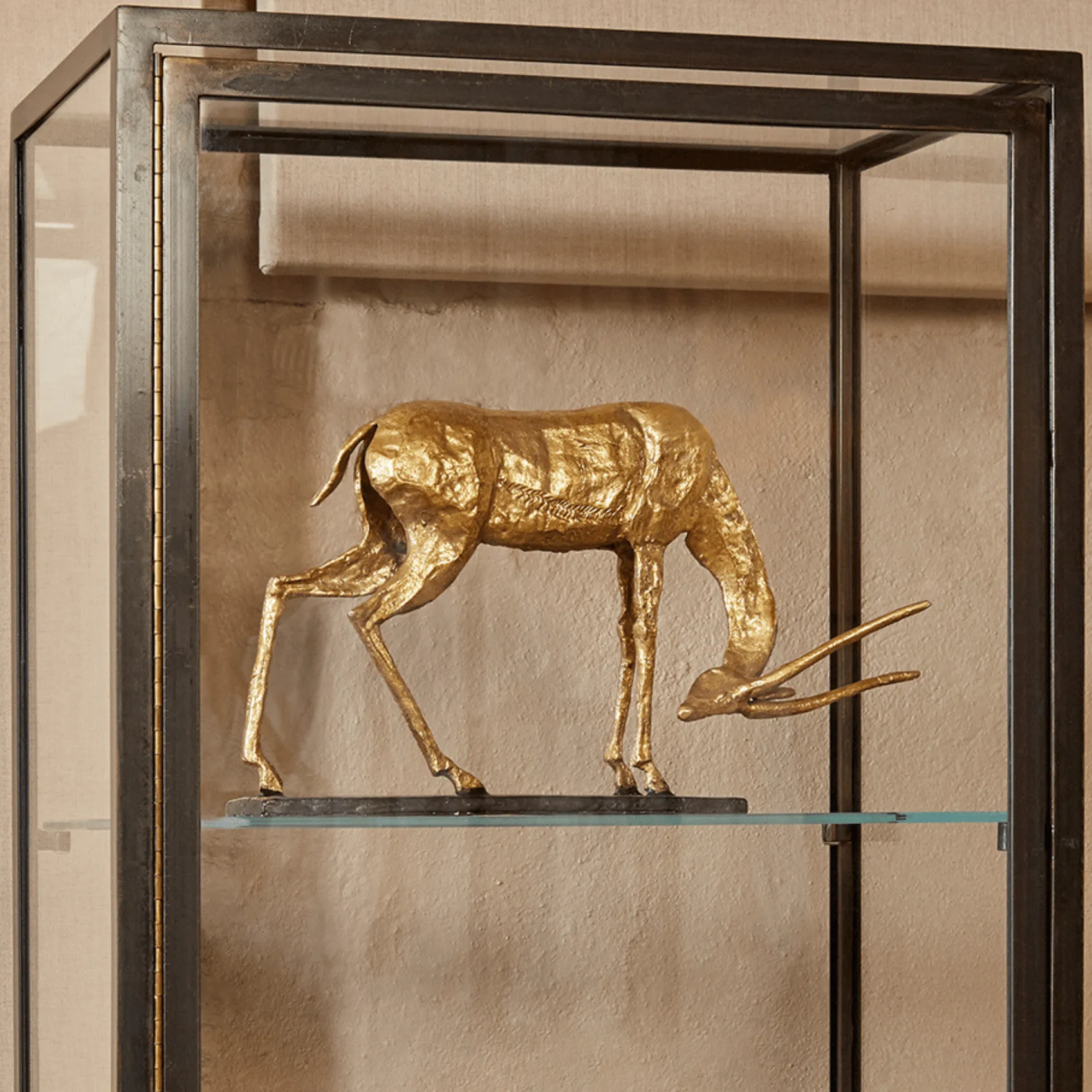Antelope Straight Horn Statue in Gold Leaf